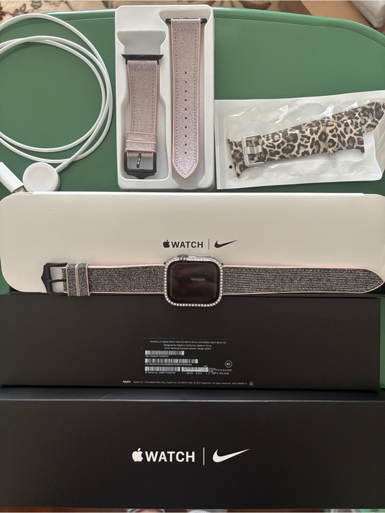 Apple Other - Apple Watch with Fabric Band with Rhinestone Bezel - Gray and Pink
